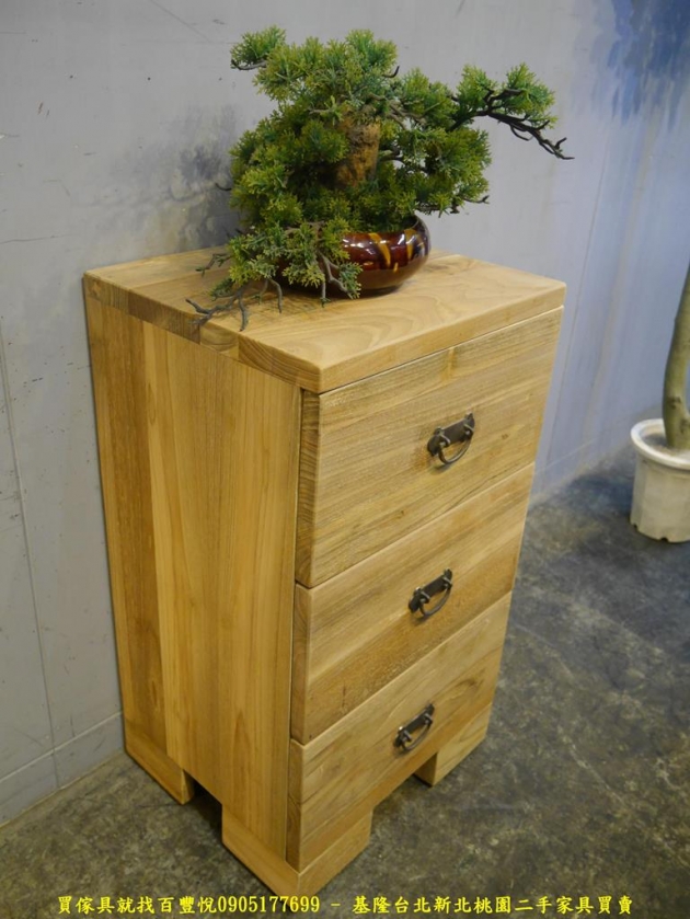 限量新品復古老柚木實木3抽置物櫃 收納櫃儲物櫃抽屜櫃 3