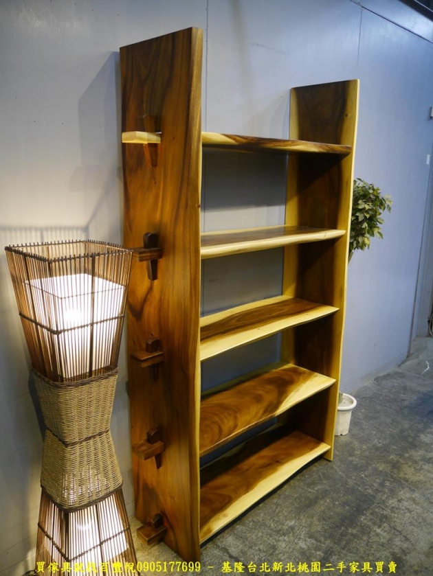 限量新品雨豆木全實木開放式書架 書櫃櫥櫃邊櫃收納擺飾櫃 2