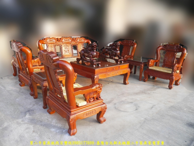 越南花梨木頂級戰國十件組實木組椅 超粗骨原價65萬 客廳組椅 2