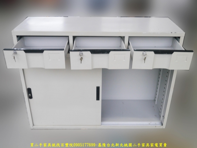 二手辦公OA二手鐵櫃灰色4尺三抽文件櫃 資料櫃 收納櫃 理想櫃 置物櫃 4