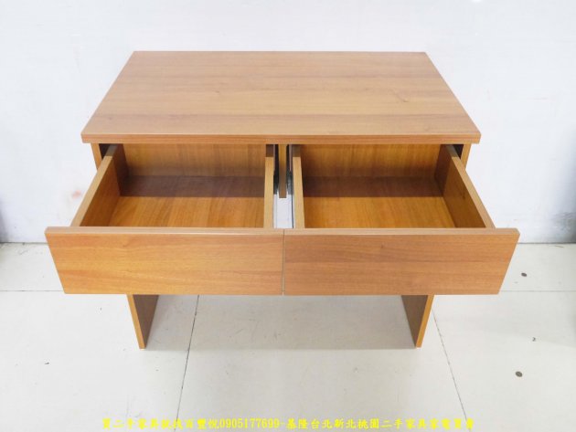 二手書桌 二手學生書桌 柚木色90公分雙抽書桌 電腦桌 工作桌 辦公桌 邊桌 4