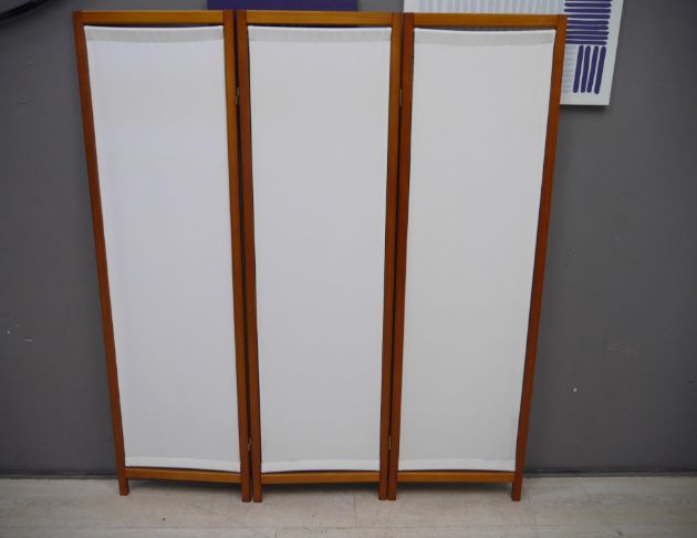 二手 折疊屏風 原木色 三片 摺疊屏風 隔間屏風 日式屏風