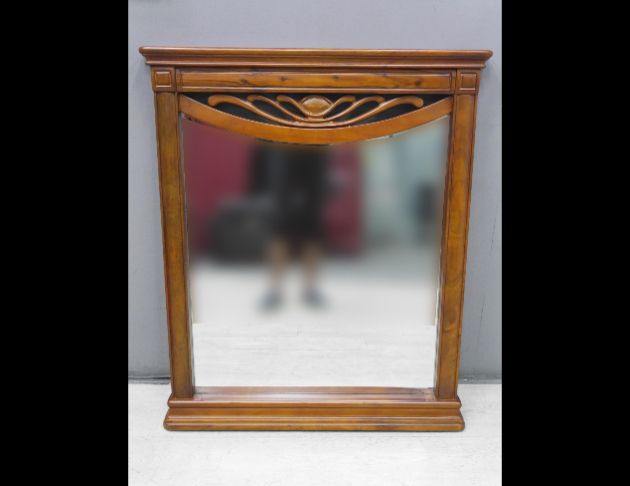 二手 鏡子 樟木色 85公分 化妝鏡 掛鏡 玄關鏡