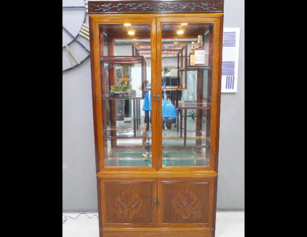 二手 展示櫃 花梨木全實木 102公分 玻璃櫃 酒櫃