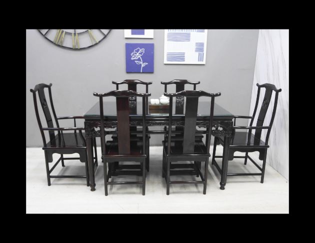 二手 餐桌 雞翅木 一桌六椅 餐桌椅 吃飯桌椅 實木桌 