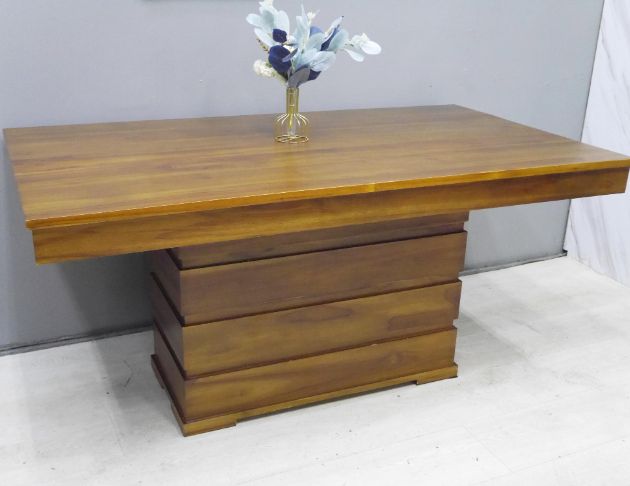 二手 餐桌 柚木色 160公分 實木桌 會議桌 吃飯桌