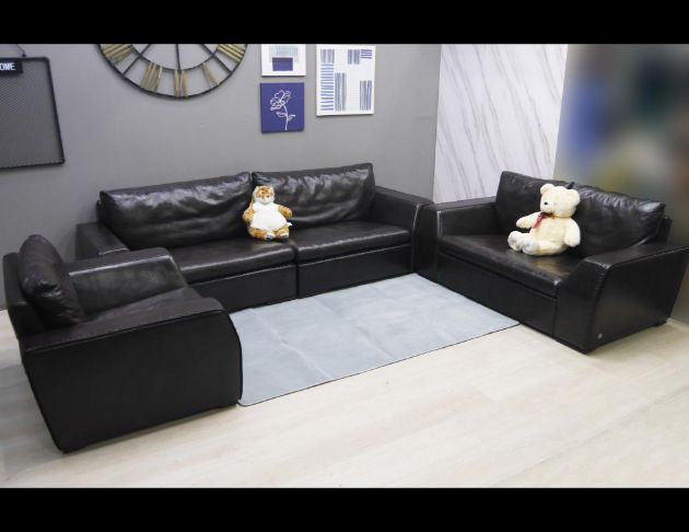 二手 沙發 黑色 123 牛皮沙發 客廳沙發 辦公沙發