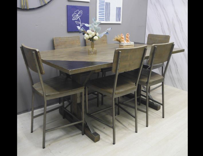 二手 餐桌椅 工業風 1桌6椅 高腳桌椅 吧台桌椅 中島桌椅