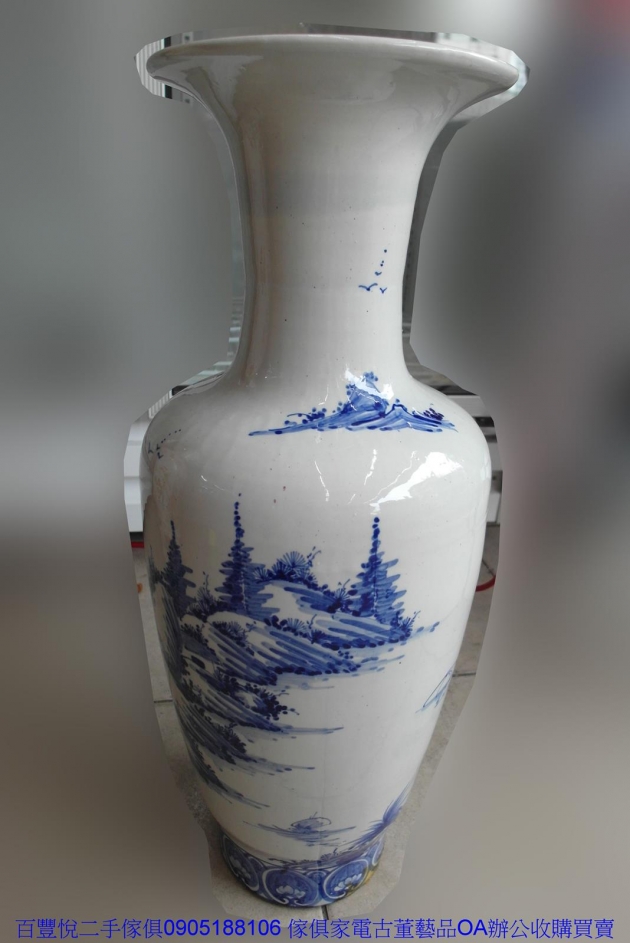 二手青花瓷 山水圖畫瓷器 擺飾藝品 收藏花瓶 展示品 1