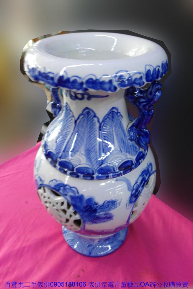 二手青花瓷 龍騰雲端圖瓷器 擺飾藝品 收藏花瓶 展示品 3