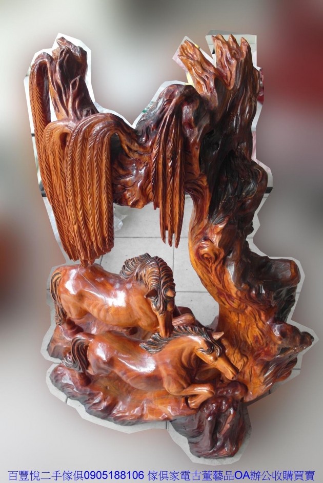 二手駿馬奔騰 木雕刻擺飾雕刻工藝佛像 擺件展示收藏品 2
