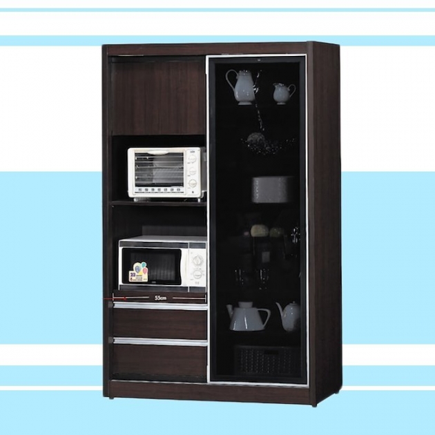 新品出清胡桃色4尺鋁框推門餐櫃 置物收納儲物櫃電器櫃 1