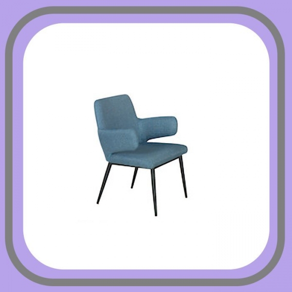 新品出清現代時尚藍色單人布質餐椅 吃飯會客接待椅