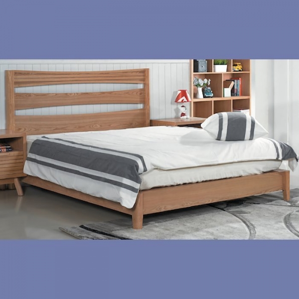 新品出清設計師款5尺柚木色實木床架 雙人床組