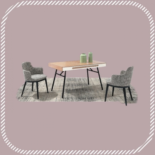 全新出清木紋色加白4.5尺餐桌 吃飯接待桌會客讀書桌