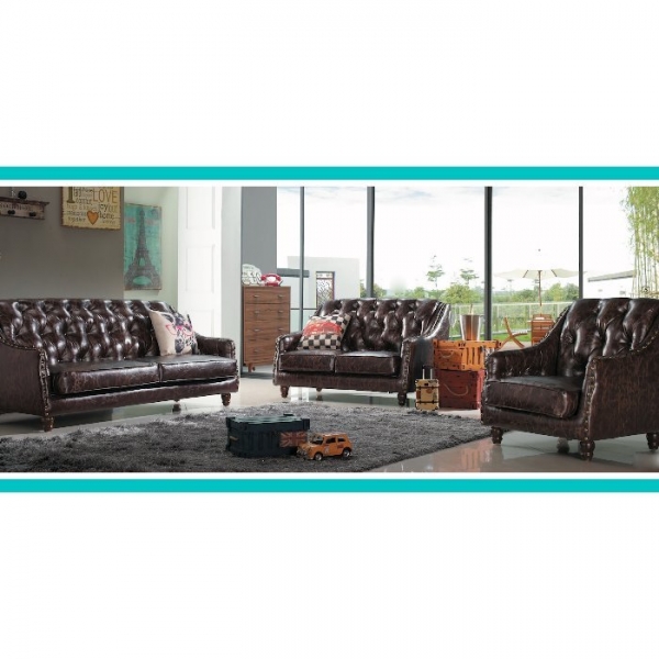 新品出清英式鉚釘1+2+3咖啡色皮沙發 會客沙發 休閒沙發 接待沙發 客廳沙發 辦公室沙發
