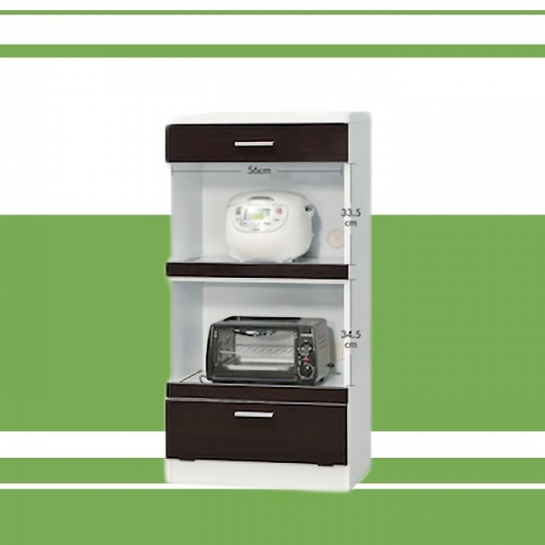 全新出清胡桃加白2尺廚房電器櫃 置物收納儲物微波爐櫃