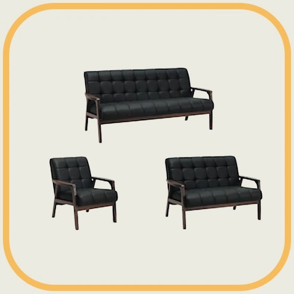 新品出清菱格紋黑色1+2+3皮質沙發 會客沙發 休閒沙發 接待沙發 客廳沙發 辦公室沙發