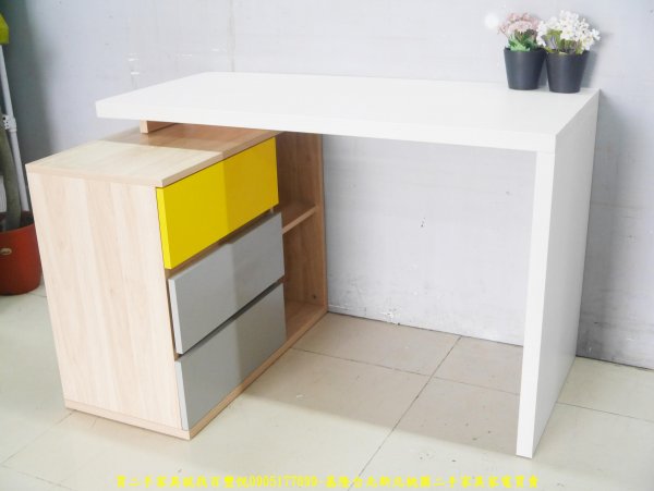 二手書桌 二手電腦桌 白橡色120公分L型書桌 辦公桌 房間桌 工作桌