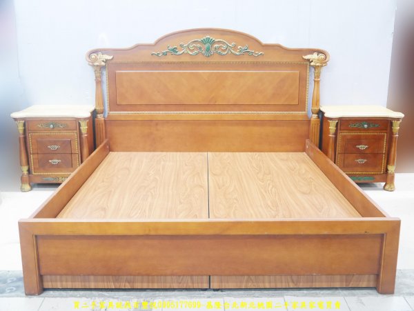 二手床架 二手床底 歐式古典雙人加大6*7床架雙人床組 雙人床台含邊櫃