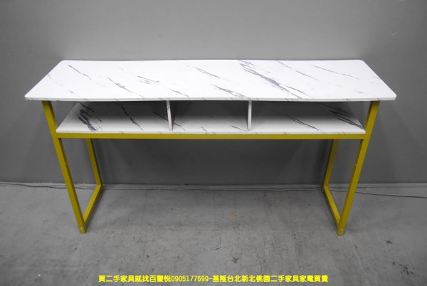 二手玄關桌 仿石紋 140公分 邊桌 美甲桌 邊桌 收納桌
