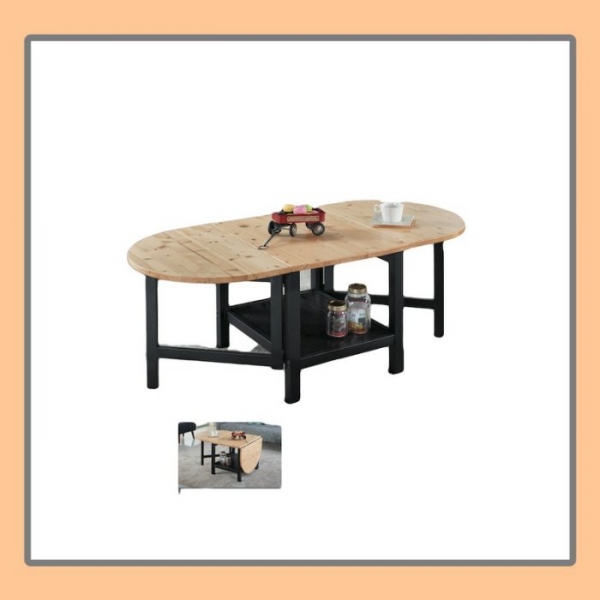 新品出清原木色多功能收合大茶几 會客桌 咖啡桌 休閒桌 接待桌 置物桌