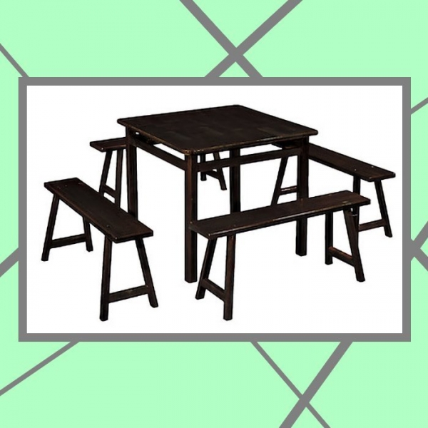 新品出清胡桃色3尺實木桌椅組 吃飯桌椅 泡茶洽談桌椅